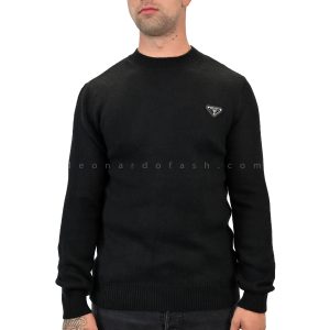 Prada Logo Fit Wool Sweater Black