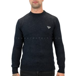Prada Logo Fit Wool Sweater Darkblue