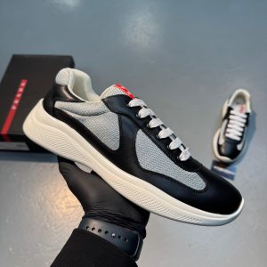 Prada American Cup Sneaker Black Grey Leather